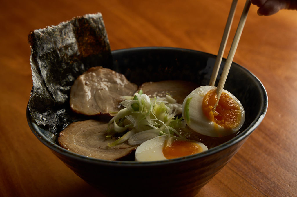 Black Tonkotsu Ramen — char-siu, egg, scallion, black garlic oil