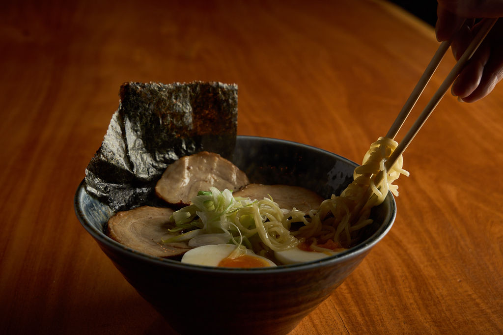 Steaming bowl of Anaba ramen
