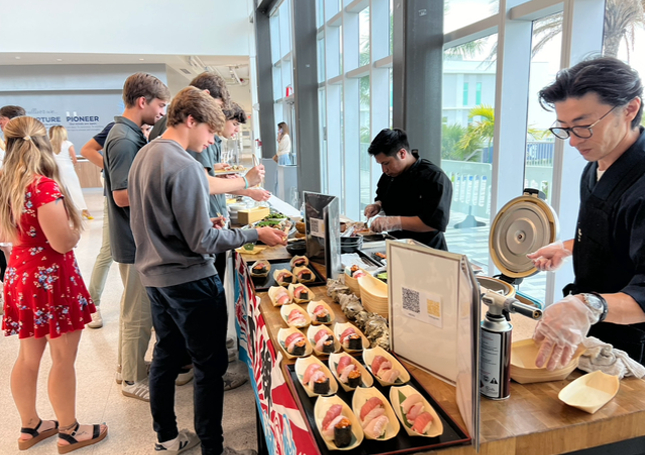 Anaba catering — large sushi spread for a private event