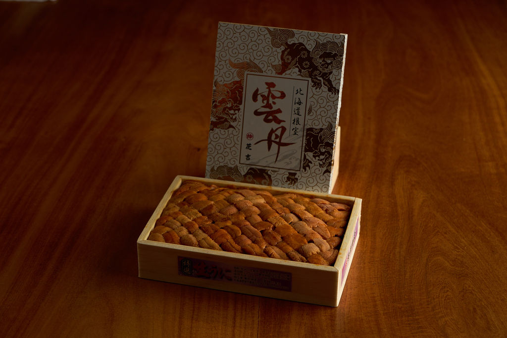 Fresh sea urchin (uni) flown in from Hokkaido, Japan — as served at Anaba